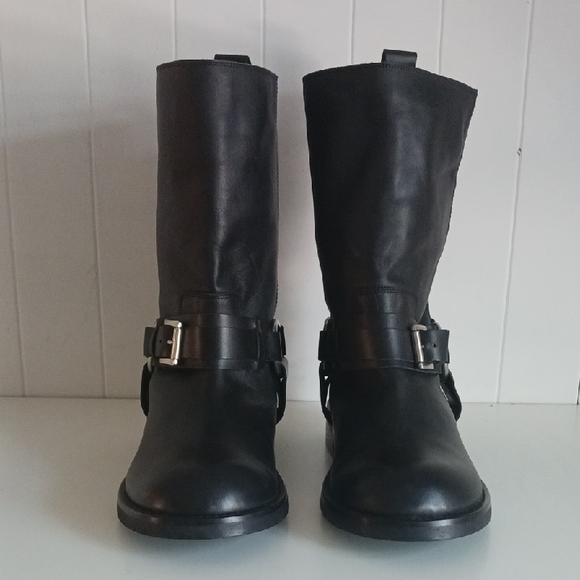 Topshop Shoes - Topshop Black Leather Moto New Boots.